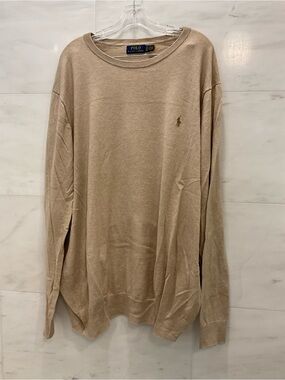 POLO Ralph Lauren Big & Tall HEATHER DUNE TAN Cotton CrewNeck Sweater 4XLT W16